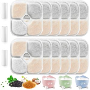 12 Pi&egrave;ces Filtre Fontaine Eau Chat, Filtre Fontaine Chat Avec Charbon Actif R&eacute;sine, Con Triple Filtration, Compatible Avec Catit Pixi 43717, Adoucissement De L'eau - Neuf