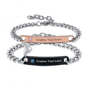 Bracelet De Couple Personnalisé Avec Les Noms, Cadeau Pour Hommes Et Femmes - Neuf