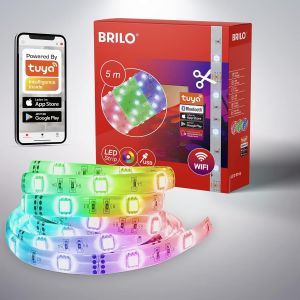 JGD-BRILONER - RGB LED Strip 5m, Bande LED intelligente &agrave; raccourcir, contr&ocirc;le par app, capteur de musique, contr&ocirc;le par la voix, Bande LED, Bande LED &agrave; contr&ocirc;le musical - Neuf