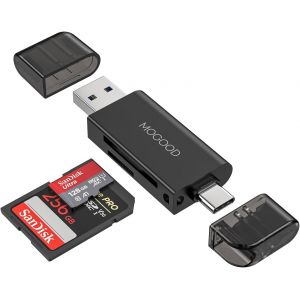 Lecteur de Carte SD,Lecteur de Carte M&eacute;moire USB C,Adaptateur Micro SD USB 2.0,Adaptateur de Carte M&eacute;moire Double Type A 2.0/Type C pour SD/Micro SD/SDHC/SDXC/MMC - Neuf