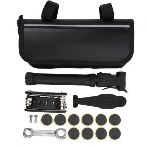 Kit De Mini-Pompe Pour Velo 16 En 1, Outil De Reparation, Rustines Pour Pneus Sans Colle Et Cle A Levier - Neuf