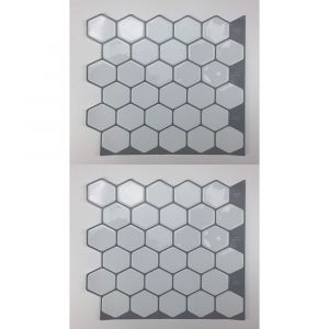 Lot de 2 carreaux muraux mosa&iuml;que 3D autocollants pour cuisine et salle de bain, imperm&eacute;ables et r&eacute;sistants &agrave; la chaleur - Neuf