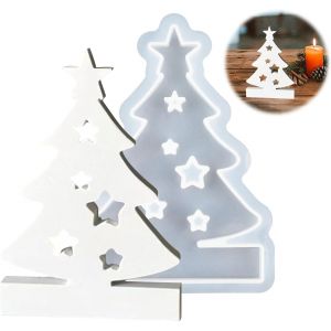 Moules En Silicone - Bougeoir - Arbre De No&euml;l - Bougeoir Pour Bougie Chauffe-Plat - Moule De No&euml;l - Moule &Agrave; Savon En R&eacute;sine &Eacute;poxy - Pour Bougies En Cire De Soja, Savon, Pl&acirc;tre, Artisanat - Neuf