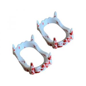 Dents De Vampire Crocs Dentier Dracula D&eacute;guisement Halloween Lot De 2 Pi&egrave;ces En Plastique Souple Sans Colle Blanc Universel - Neuf