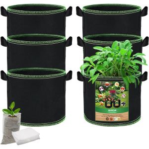 Eryi-Sacs De Plantation, Lot De 6 Sac À Plantes 11l, Sacs De Culture En Non Tissé Pots Avec 100 Sac De Semis, Sac Géotextile Pots De Fleurs Respirant Pour Plantes Légume Fleur- 3 Gallons - Neuf