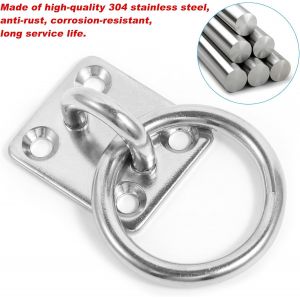 6 Pcs M5 Plaque Oeillet Avec Anneau En 304 Acier Inoxydable Crochet De Plafond Résistant Crochets De Fixation Muraux De Capacité 50kg Pour Sac De Sable Balançoires De Yoga Accessoires De Bateau - Neuf
