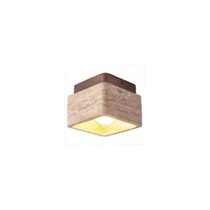 Wottes R&eacute;tro Plafonnier Led En Pierre Carr&eacute;, E27 Plafonnier Cr&eacute;atif En Bois Noyer Design, Lampe De Plafond Salon Luminaire 1pcs - Neuf