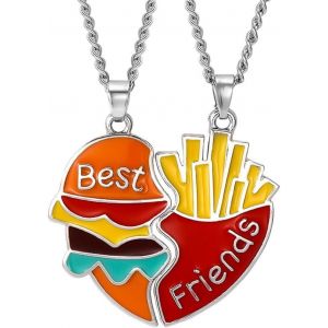 Kal-Lot De 2 Bff Collier D'amitié,Amitié Pendentif Collier,Meilleurs Amis Collier, Collier Amitié Burger Fries Pour 2 Filles Cadeau D'anniversaire Pour Les Meilleurs Amis - Neuf