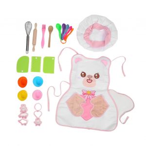 Ensemble de pâtisserie pour enfants avec tablier, chapeau, rouleau à pâtisserie, cuillère en bois, pinceau, ensemble de pâtisserie, ensemble de cuisine pour tout-petits, ensemble de cuisine pour garçons et filles - Neuf