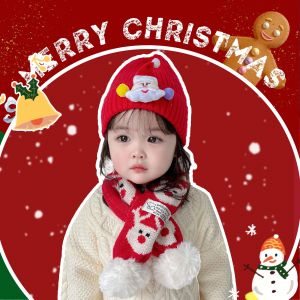 Ensemble Chapeau Et &Eacute;charpe En Peluche Pour B&eacute;b&eacute;, 2 Pi&egrave;ces, Motif P&egrave;re No&euml;l, Doux Et Confortable, Id&eacute;al Pour No&euml;l, F&ecirc;tes De Famille, Automne Et Hiver, Taille 20*10*10 Cm, Poids 0.2 Kg - Neuf