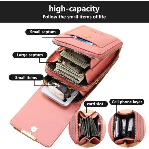 TZF-Pochette Telephone Portable en Cuir PU pour Femme, Sac Telephone Portable Petit Multifonctionnel avec Portefeuille, Pochette Portefeuille Femme pour T&eacute;l&eacute;phones Jusqu'&agrave; 6,9"" (Vert) - Neuf