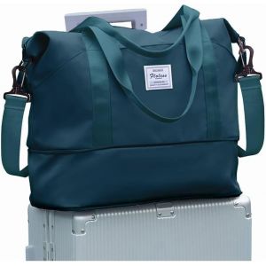 nzqaf-Sac de Voyage Femme Sac fourre-Tout de Sport Imperméable pour Week-End, Cabine Avion Ryanair Bagage Cabine 40x20x25 Easyjet 45x36x20 Extensible pour Travel Gym Danse,I8-Bleu Paon - Neuf