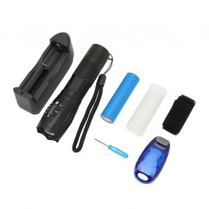 Lampe Torche Lumineuse Zoomable, 5 Modes, Lampe Torche Portable Avec Sac A Dos Pour Camping D'urgence, Prise Ue Ac110-220 V, Noir - Neuf