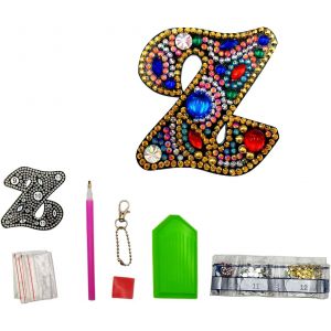 Lettres Z Diy Diamant Peinture Porte-Clés Rétro Diamond Painting Porte-Clés Double Face En Acrylique Diy Art Strass Peinture Kits Pour Pendentif Sac Décor Broche - Neuf