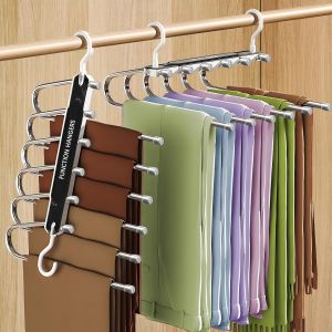 LETNERNY-6 En 1 Cintre Pantalon, 2 Pièce Antidérapant Pliable Cintre Pour Pantalons, Cintre Pantalon Gain De Place, Cintre En Acier Inoxydable Convient Pour Les Écharpes, Jeans, Vêtements, Serviettes - Neuf