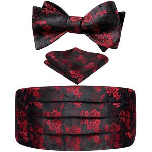 Mens Solid Color Tuxedo Belts & Bow Tie & Pocket Handkerchief Paisley Set.[B1562] - Neuf