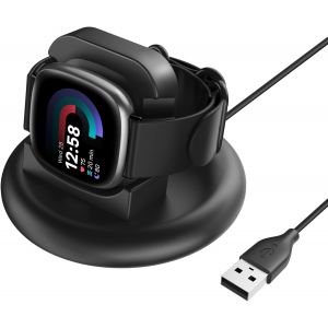 Wqd-Station De Charge Compatible Avec Fitbit Versa4/Versa3/Sence2/Sence/Ace Lte,Support De Chargement Avec Câble Usb De 3,3 Pieds/1m,Station De Chargeur Magnétique Pour Versa4 Smartwatch,Noir - Neuf