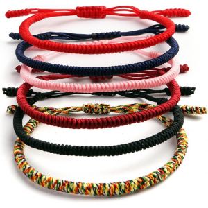 Kal-6 Pièces Bracelet Bouddhiste Set Pour Femmes Hommes,Bracelet Tibétain Porte-Bonheur Bracelets D'amitié Pour Homme Femme,Coloré Tressé Réglable Bracelet En Tissu String - Neuf