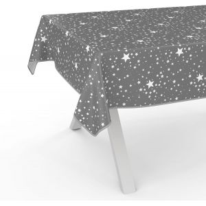 Nappe En Toile Cirée - Lavable - Nappe De Jardin - Imperméable - Avec Ourlet (Bordé) - Motif Étoiles Argentées - 180 X 140 Cm - Neuf