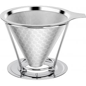Cmws-Filtres À Café Réutilisables, Filtre Permanent De Inox | Porte Filtre De Précision À Double Couche | Filtre Cafe À Main | Goutteur De Café Cône Metal Pour 1-4 Tasses (600mesh) - Neuf