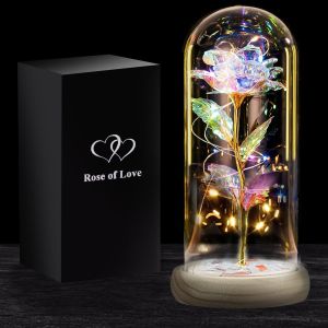Rose Eternelle Lumineuse | Cadeau Romantique pour Femme | Fleur Artificielle Belle et la B&ecirc;te | avec LED et Cloche en Verre | Coffret Inclus | Cadeaux St Valentin, F&ecirc;te des M&egrave;res | OriginalCorner&reg; - Neuf