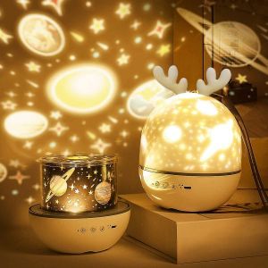 Veilleuse De Projecteur Pour Bébé,Veilleuse D'enfant À Led,Lampe De Lumière Musicale 360 Rotation - Neuf