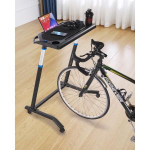 Subzonal-Bureau De V&eacute;lo D'entra&icirc;nement Mobile, Table De V&eacute;lo Pour Entra&icirc;nement Pliable Avec Roues Verrouillables, Bureau De Fitness Antid&eacute;rapant &Agrave; Plusieurs Fentes Avec Guidon, Pour Exercices &Agrave; Domic - Neuf