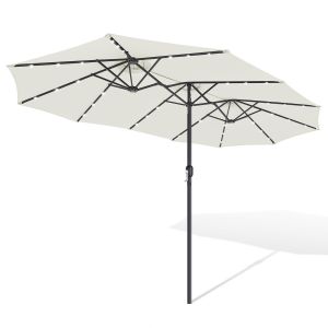 Parasol Triple T&ecirc;te &Eacute;cru Avec &Eacute;clairage Led &iquest; Ace Extra Large Pour Terrasse - Neuf