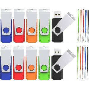 TTA-WOOOLKEN Cle USB 1 Go Lot de 10, Clé USB 2.0 Rotative Flash Drive pour PC, Ordinateurs Portables, Ordinateur, TV (5Couleurs, 1Go) - Neuf