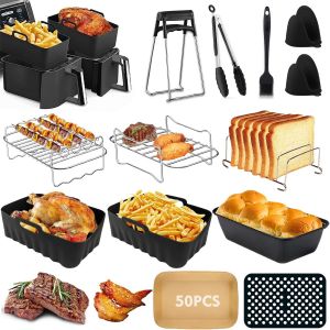 Nouvelhorizonstore-Moule Silicone Air Fryer Pour Ninja Af400eu Af300eu 7,6l-9,5l, Accessoire Air Fryer Ninja, Ninja Double Stack Xl Air Fryer Accessoires Avec Grille Air Fryer, Moule &Agrave; G&acirc;teau - Neuf