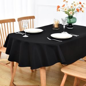 Ulteronixshop-Nappe Ovale Noire En Tissu Polyester Robuste Lavable Pour Salle &Agrave; Manger, Cuisine, F&ecirc;te &Agrave; La Maison, Utilisation En Ext&eacute;rieur Et Int&eacute;rieur, 153 X 215 Cm - Neuf