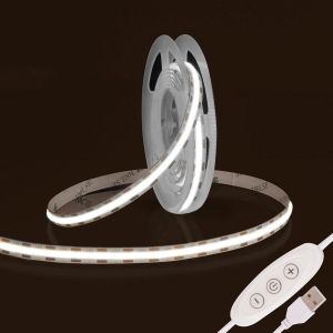 Ruban Led Cob 2m,5v Usb Bande Led Chambre Blanc Froid 6500k,480led/M Cri90+ Dimmable Fancy Led Tv Kit,Flexible Lumiere Bandeau Led Gaming Adhésif Pour Cuisine,Fête,Armoire,Diy Decor - Neuf