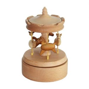 Boîte à musique en bois à scénarios innovants, première boîte à musique créative à manivelle, boîte décorative en bois, idée cadeau et décoration pour anniversaire, Noël - Merry-Go-Round - Neuf