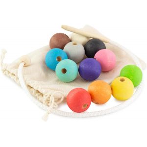 Montessori Wooden Balls for Babies Aged 3 Years and Above (Pack of 12) Multi-Coloured.[F29] - Neuf