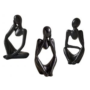 Ensemble de statues en r&eacute;sine repr&eacute;sentant un penseur assis, id&eacute;al pour la d&eacute;coration de la maison ou du bureau. - Neuf