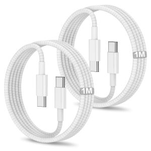 KALANKA-Cable iPhone 17 16 15 [1M/Lot de 2], 60W Cable USB C vers USB C Charge Rapide Cable Chargeur USB C 1M Cable Type C vers Type C Cordon USB C Fil pour iPhone 17 Air 16 Pro Max/16e/16 Plus/15 Pl - Neuf
