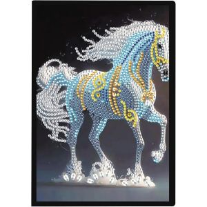 Kalanka-Diamond Painting Carnet De Notes A5 Cheval Blanc Diamant Painting Carnet De Notes Peinture Diamant Strass Cahier Peinture A5 Journal Pour Étudiants Bureau Fournitures Scolaires 50 Feuilles - Neuf