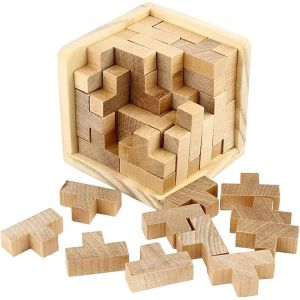 Casse-t&ecirc;te en bois casse-t&ecirc;te puzzle cube puzzle en bois puzzle en forme de T puzzle &eacute;ducatif pour enfant - Neuf