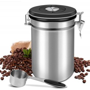 KAL-Bo&icirc;te &Agrave; Caf&eacute; Herm&eacute;tique,Coffee Vault Herm&eacute;tique De Conservation Pour Caf&eacute; Et De Toutes Ses Saveurs En,Acier Inoxydable Avec La Capacit&eacute; De Stockage &Agrave; 22.8Oz/1.4Lb-Avec Une Cuill&egrave;re (2800 Ml) - Neuf