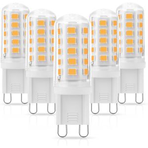 SEPT-Ampoule LED G9 3W, équivalen 40W halogène, Blanc chaud 3000K, 400lm, CRI 85, Économie d'énergie, Culot G9 Standard, Adapté Pour les Lustres, 5 Pièces - Neuf