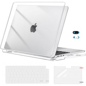 LORANKA-Coque Compatible avec MacBook Air 13 Pouces M4 M3 M2 2025-2022 A3240 A3113 A2681, Coque Rigide & Housse Clavier & Film D'&eacute;cran & Protection Webcam pour MacBook Air 13,6 Pouces,Transparent Cla - Neuf