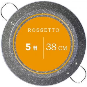 SUBZONAL-Plat &agrave; Pa&euml;lla Induction de 38 cm 5 personnes, avec rev&ecirc;tement en c&eacute;ramique sans PFAS antiadh&eacute;sive, barbecue &agrave; gaz, po&ecirc;le &agrave; paella en aluminium robuste - Neuf