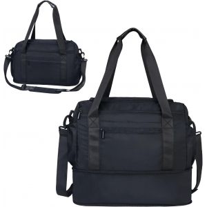 lbgwp60-Sac De Voyage Extensible Portable Pour Homme Femme, Grand Cabas De Bagage De Week-End Avec Compartiment Étanche Séparé, 40X20X25 Cm - Noir - Neuf