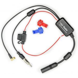 Amplificateur de Signal D'autoradio Universel 12V Antenne FM/AM Dab Radio avec SMB Femelle à DIN Mâle Adaptateur pour Voiture Camion - Neuf