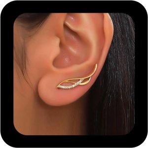 Meimie-Boucles D'oreilles Punk Aile Grimpante Boucles D'oreilles Aile D'ange Or Boucles D'oreilles Clou Aile D'ange Creuse Boucles D'oreilles Aile Cz Boucles D'oreilles Aile Grimpante Boucles - Neuf