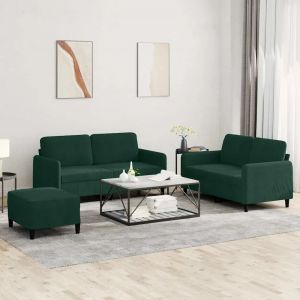 Prolenta Premium - Ensemble De Canap&eacute;s 3 Pcs Vert Fonc&eacute; Velours - Neuf