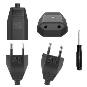 Lot De 4 Fiches Plates Européennes Fiche Femelle 250 V - 2,5 A, 2 Prise Femelle 220V Et Fiche Femelle 220V Avec Tournevis Pour Intérieur Appareils Electroménagers-Noir - Neuf