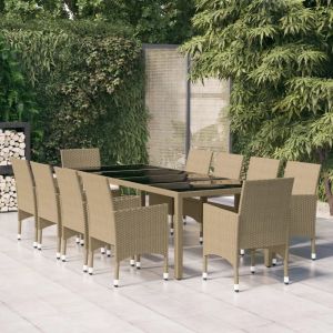 Prolenta Premium - Ensemble &Agrave; Manger De Jardin 11pcs R&eacute;sine Tress&eacute;e Beige - Neuf