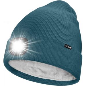 Nsiecd-Led Bonnet Lampe Frontale,Usb Rechargeable 4 Led Chapeau De Course Ultra Lumineux Lumi&egrave;re Hiver Chaud Polaire Doubl&eacute;e Tricot Bonnet Cadeaux Pour Hommes Et Femmes - Neuf