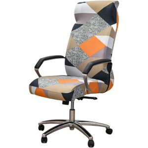 (Magic Cube) Extensible Chaise de Bureau Couvercle avec fermeture a Glissiere Imprime Chaise d'Ordinateur Housse Amovible Spandex Universelle Fauteuil de Couverture Molle de la Table et l'Assise de la Chaise Protecteur Adapte pour les Chiens et les Chats 